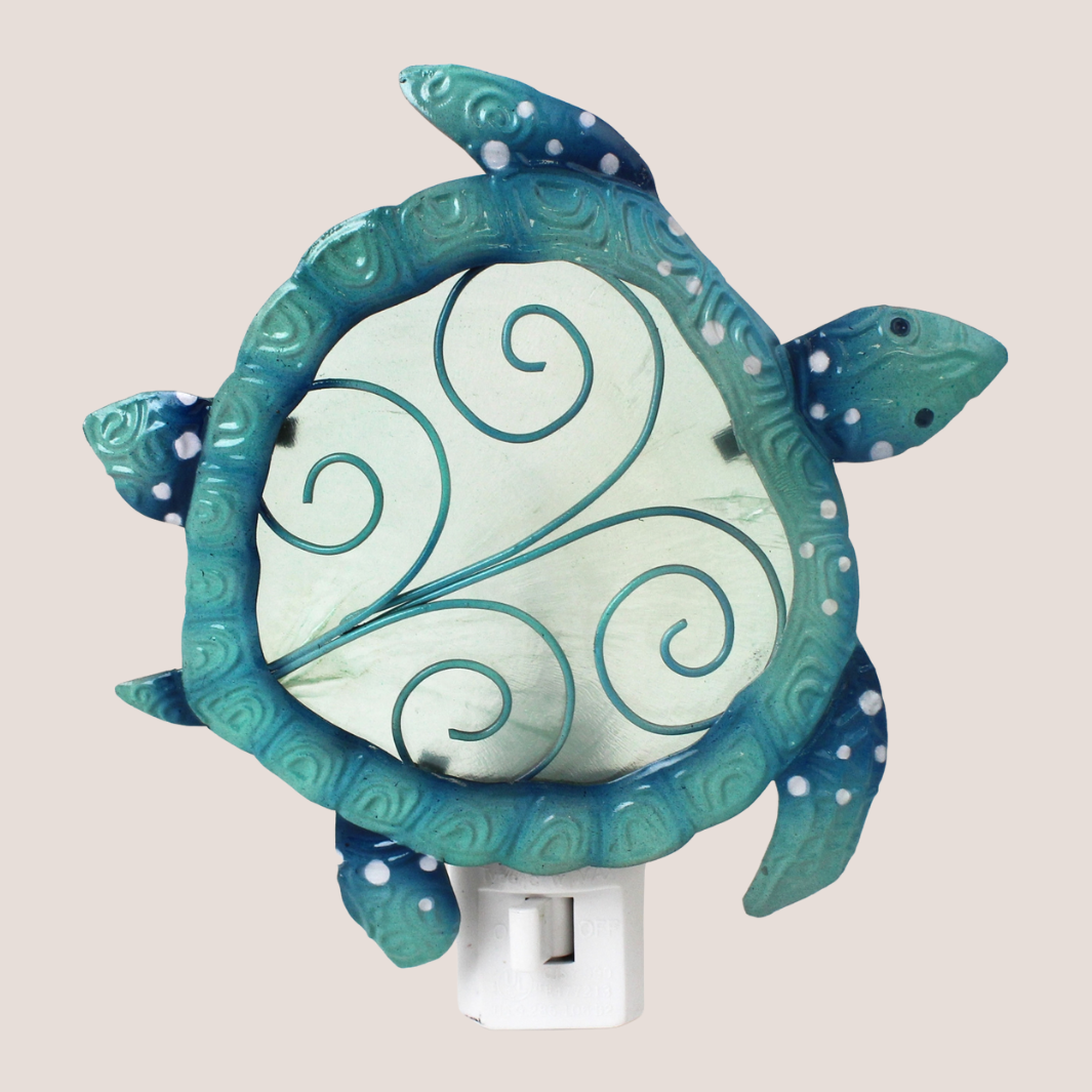 Sea Turtle Capiz Shell and Metal Night Light – Turtle Central Gift Shop